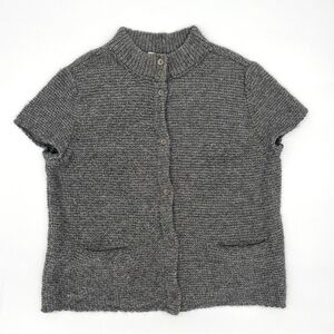 Eileen Fisher Gray Wool Alpaca Short Sleeve Cardigan Sweater – Size L – Pockets